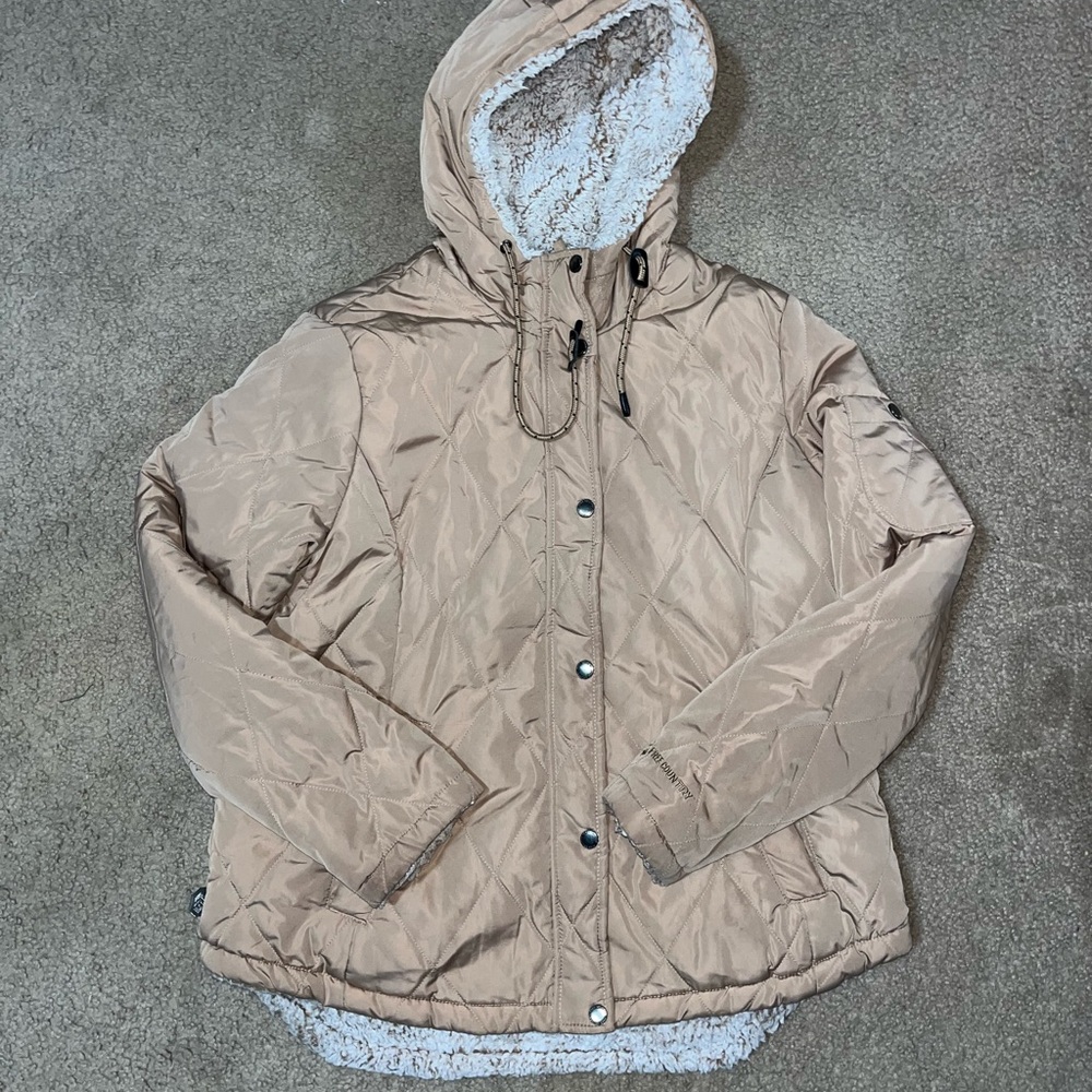 Free Country Beige Faux Fur Lined Coat